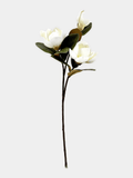 Real Touch Magnolia Stem 30", 3-Head Luxury Faux Magnolia - White