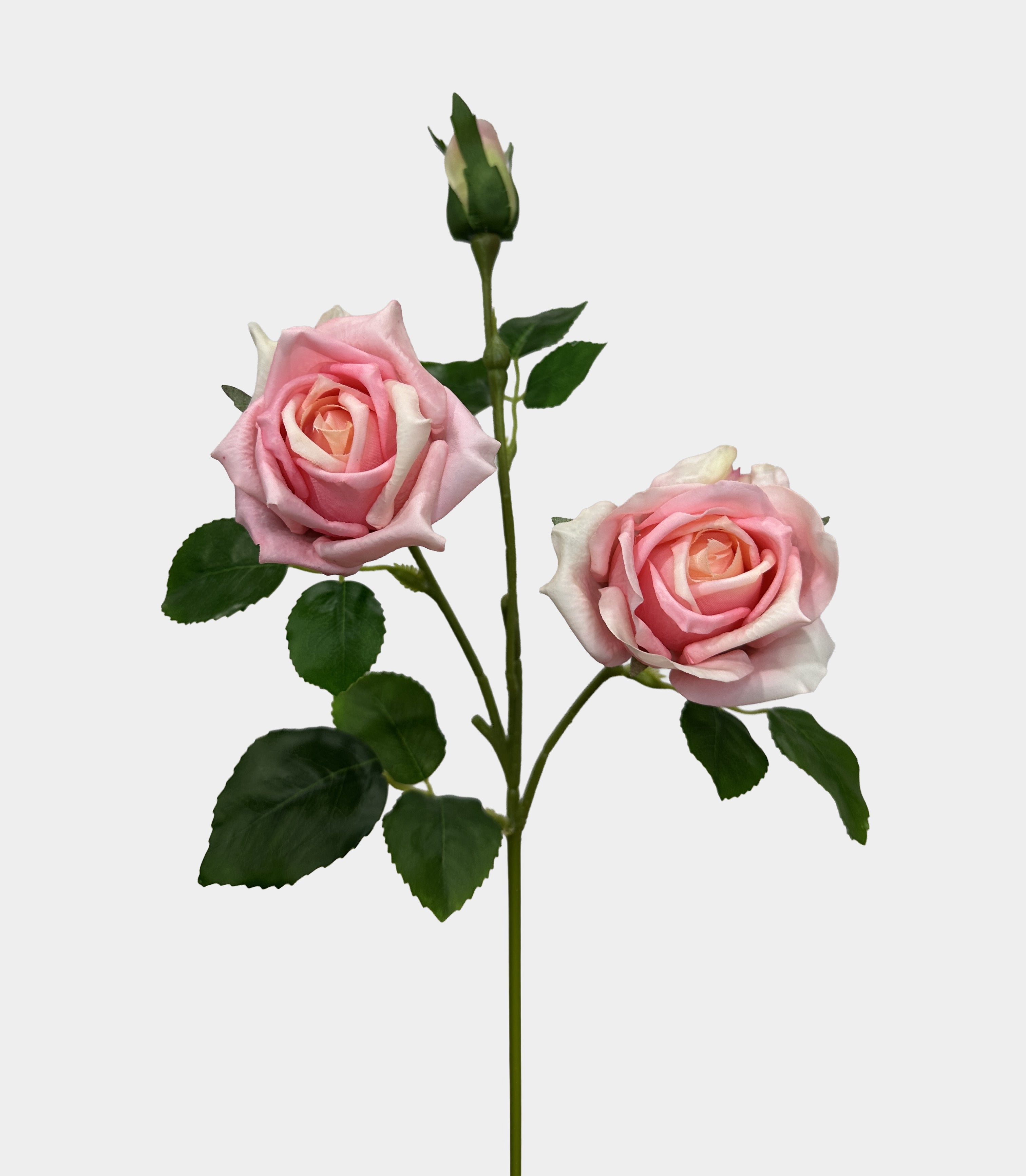 Real Touch Two Head Artificial Rose Stem - Pink