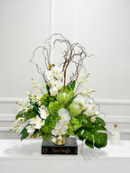 XXLarge Green/White Luxurious Real Touch Flower Arrangement-French Flowers Arrangement-Home Decor/Hotel/Building Decor Flowers - Flovery