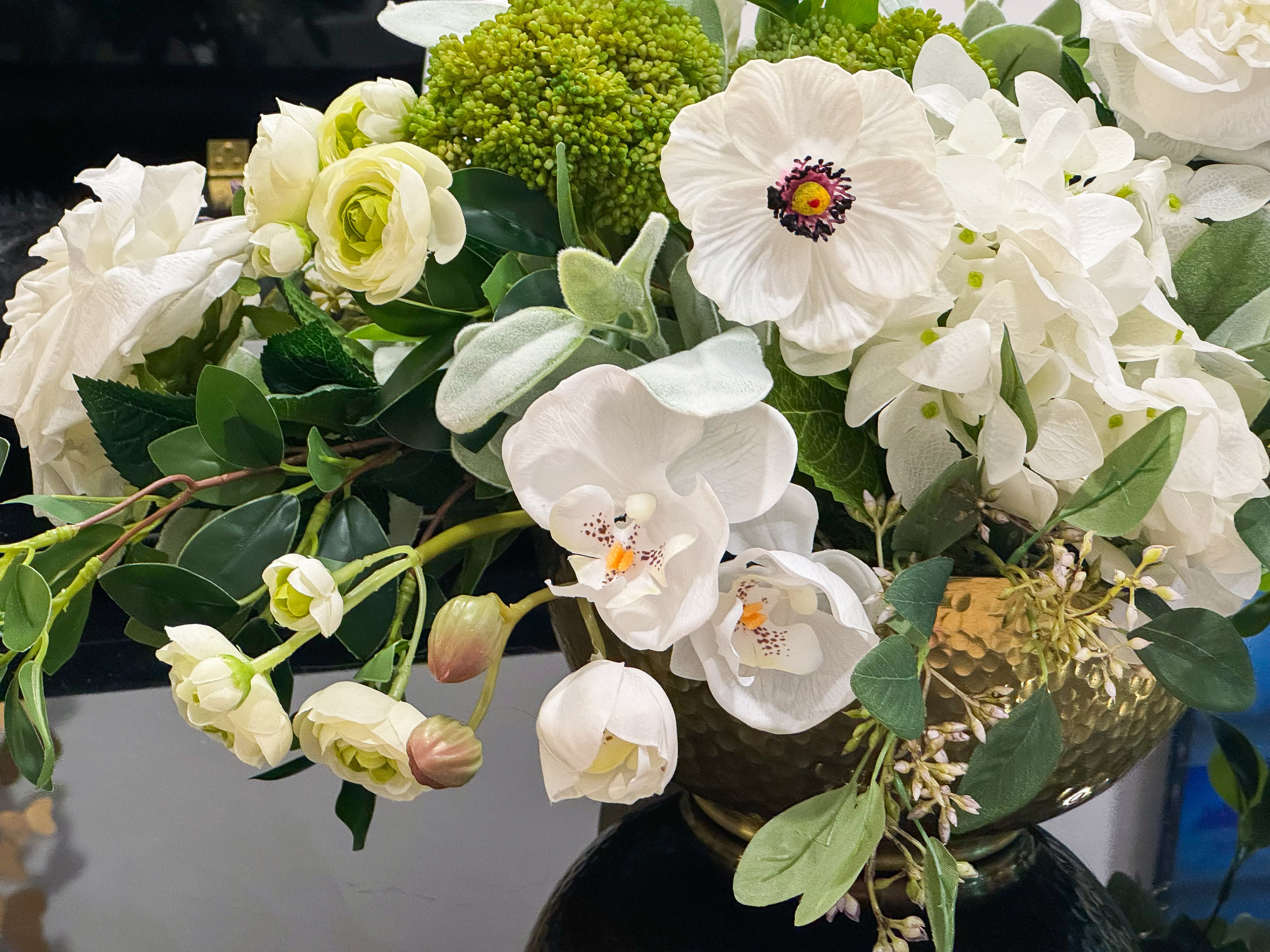 White French Style Real Touch Gold Vase Arrangement - Flovery