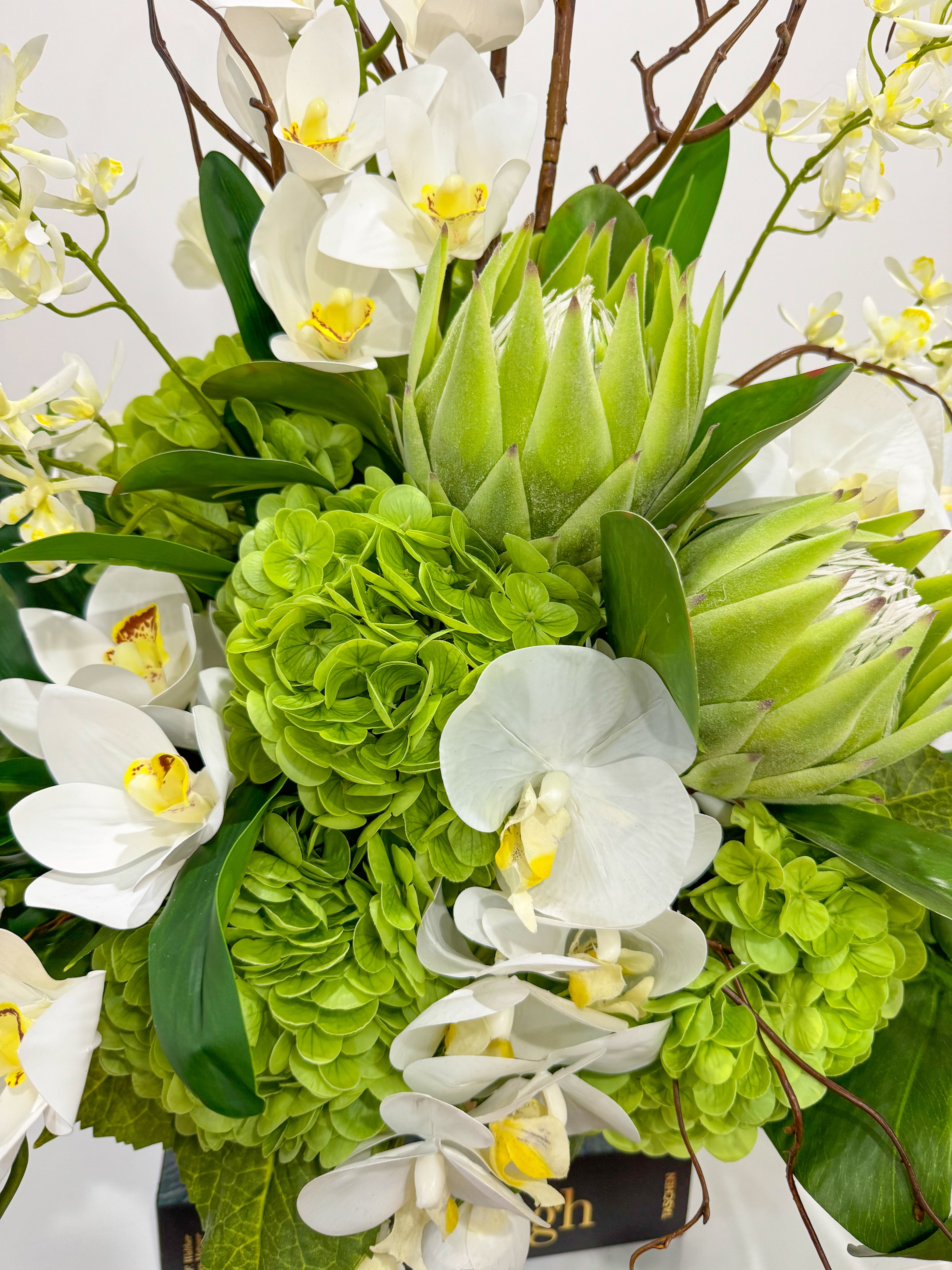 XXLarge Green/White Luxurious Real Touch Flower Arrangement-French Flowers Arrangement-Home Decor/Hotel/Building Decor Flowers - Flovery