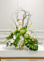 XXLarge Green/White Luxurious Real Touch Flower Arrangement-French Flowers Arrangement-Home Decor/Hotel/Building Decor Flowers - Flovery