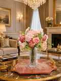 14.5-in Pink Rose Ranunculus Real Touch Centerpiece in Glass Vase - view 2