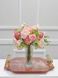14.5-in Pink Rose Ranunculus Real Touch Centerpiece in Glass Vase - view 4