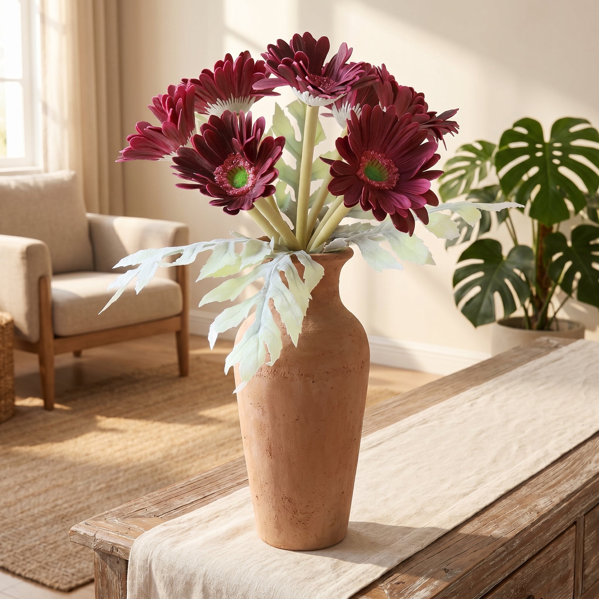 Gerbera Daisy Bouquet (Studio Edit) - 45367008461097_Real_Touch_Gerbera_Daisy_Bouquet_-_Dark_Red_lifestyle