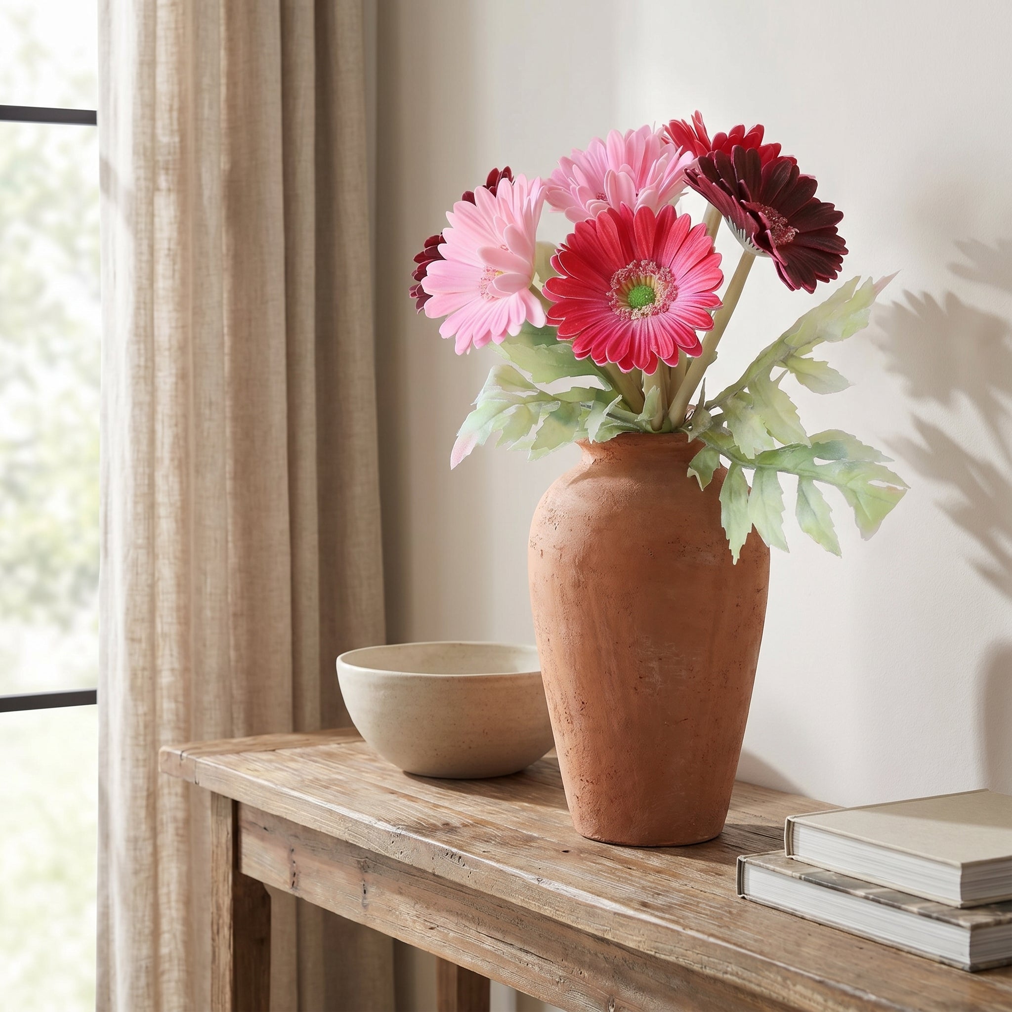 Gerbera Daisy Bouquet (Studio Edit) - 45367009935657_Real_Touch_Gerbera_Daisy_Bouquet_-_Red_Pinks_lifestyle