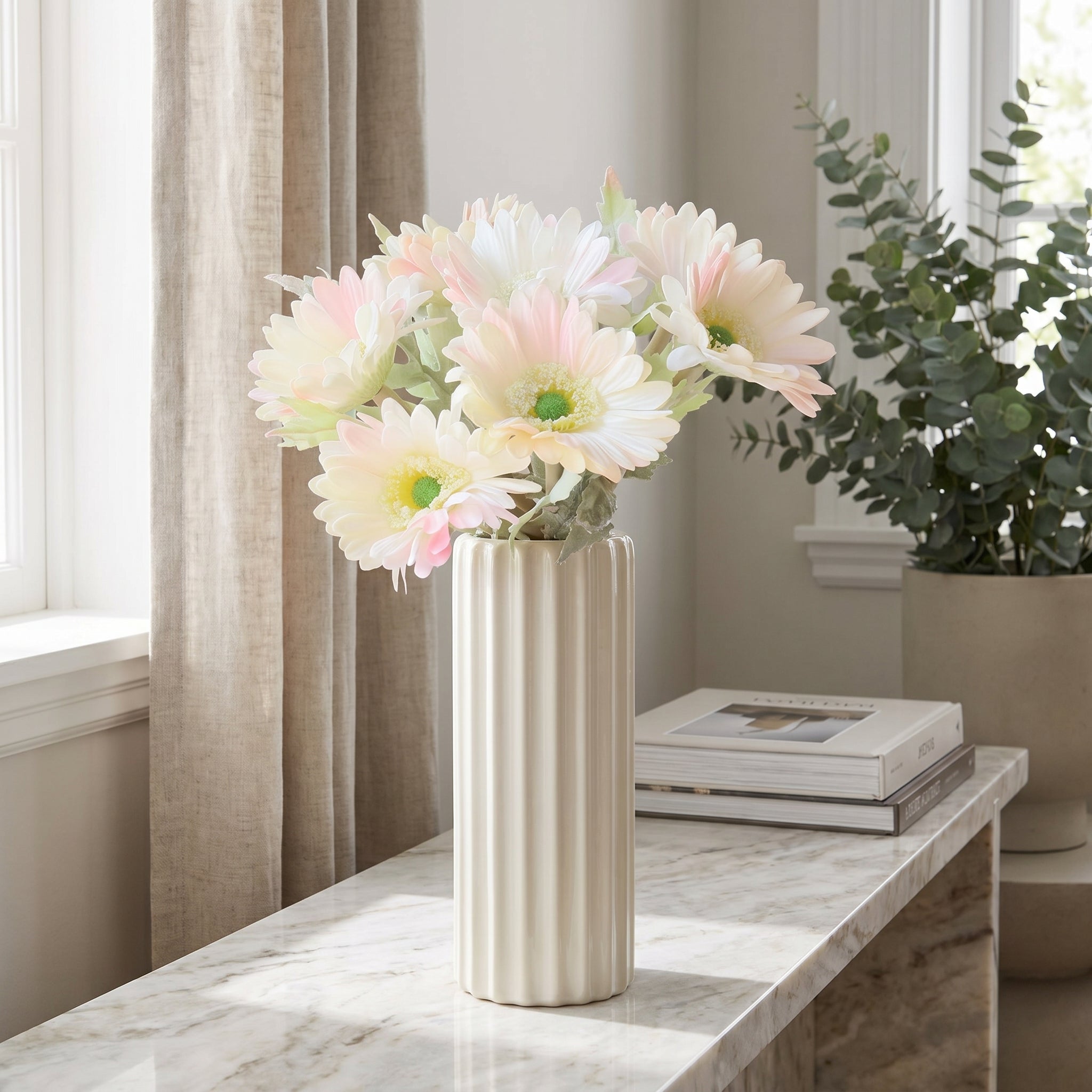Gerbera Daisy Bouquet (Studio Edit) - 45367010132265_Real_Touch_Gerbera_Daisy_Bouquet_-_White_Pink_detail