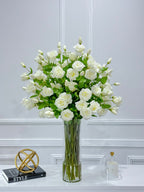 35" Tall Exclusive Large French Real Touch White Lisianthus Centerpiece- XXLarge Flower Arrangement for Foyer Table - Flovery