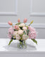 Pink Real Touch Hydrangea Tulip Peony Centerpiece in Glass Vase
