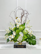 XXLarge Green/White Luxurious Real Touch Flower Arrangement-French Flowers Arrangement-Home Decor/Hotel/Building Decor Flowers - Flovery