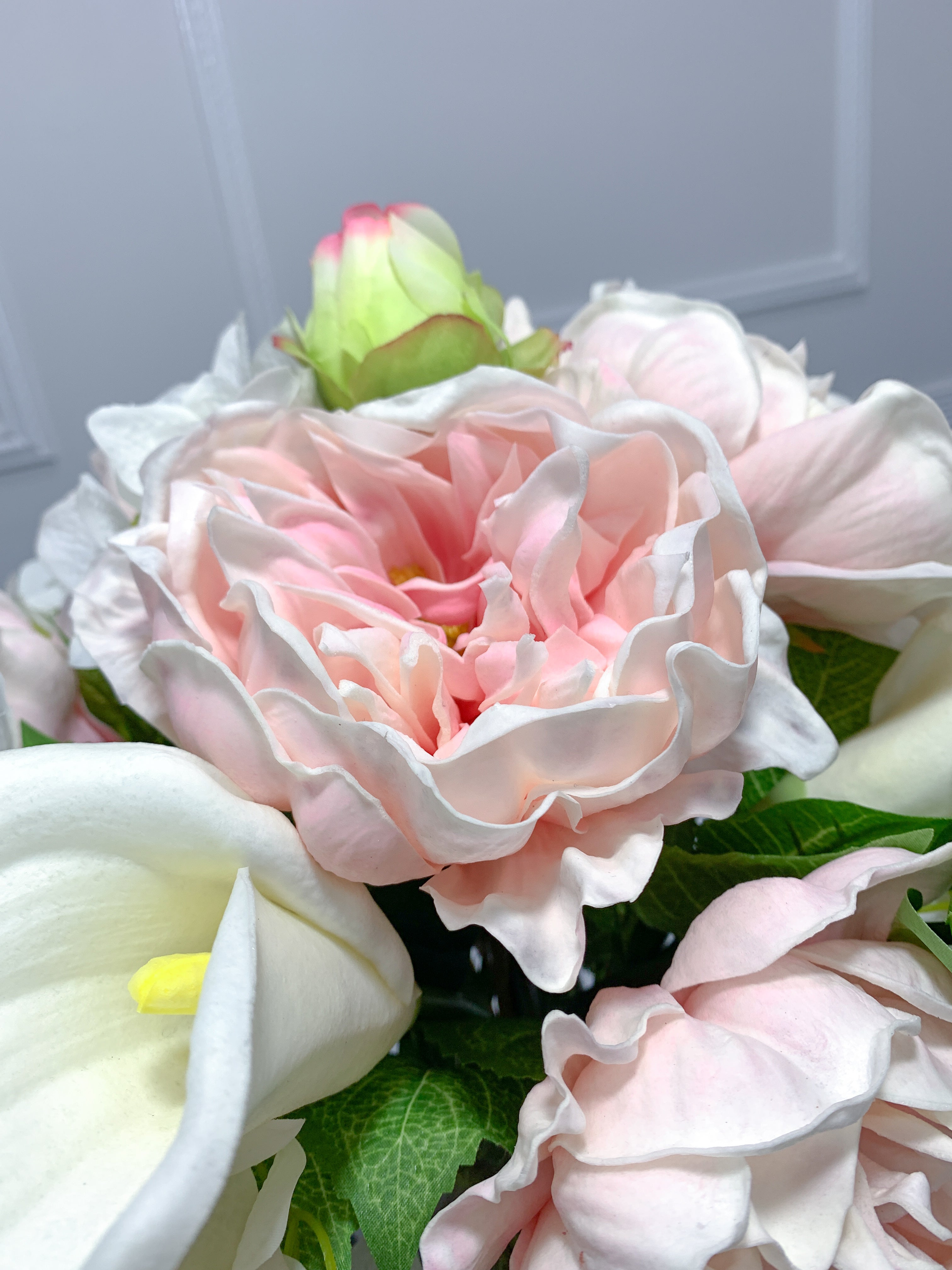 Pink Peonies White Calla Lily Hydrangea Arrangement - Flovery