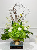 XXLarge Green/White Luxurious Real Touch Flower Arrangement-French Flowers Arrangement-Home Decor/Hotel/Building Decor Flowers - Flovery