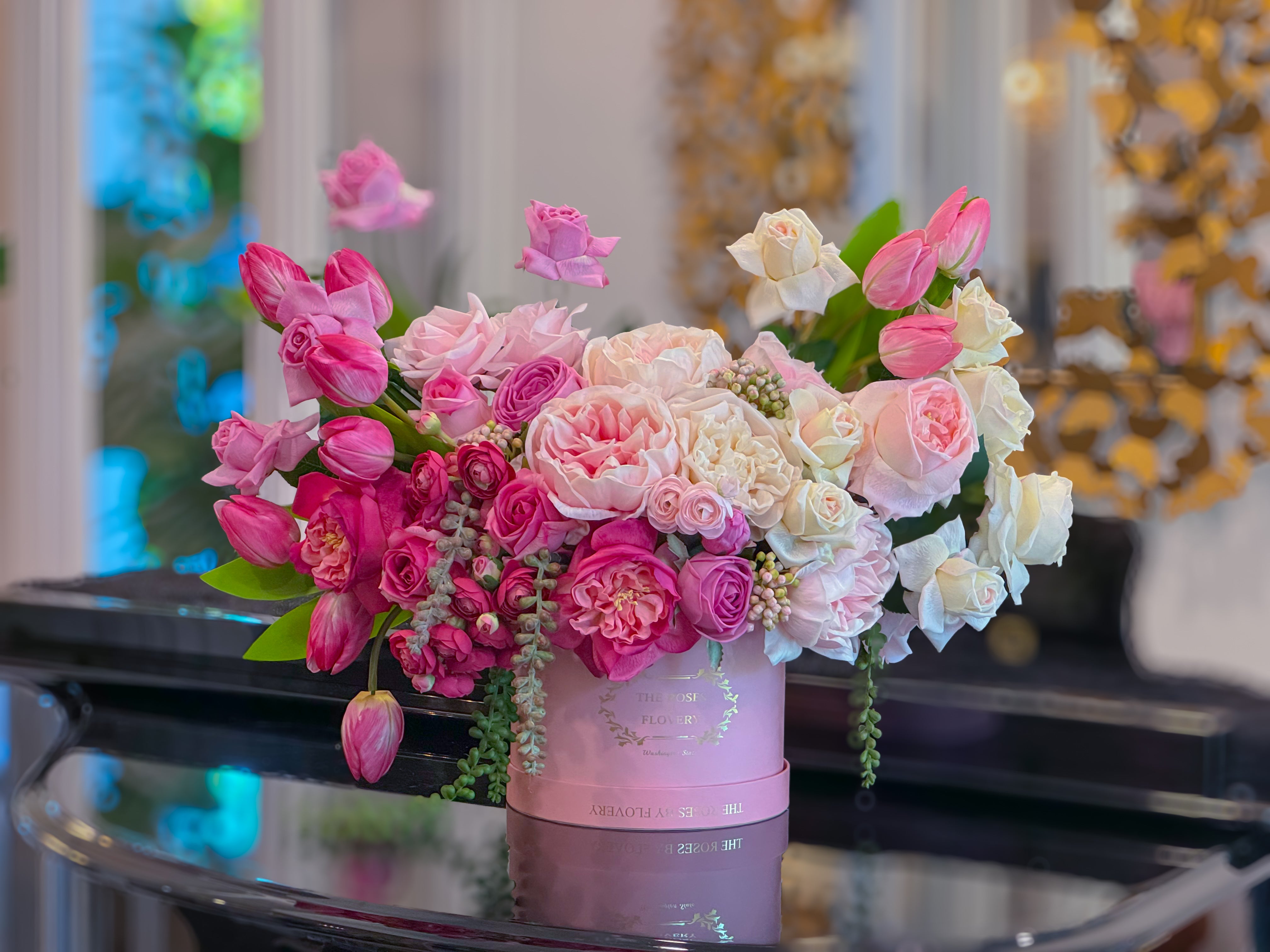 Luxury Finest Real Touch Everlasting Flower Arrangement In Signature Box - Flovery's Exclusive Main image