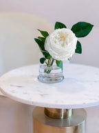 Real Touch English Rose Arrangement in White in a clear glass vase