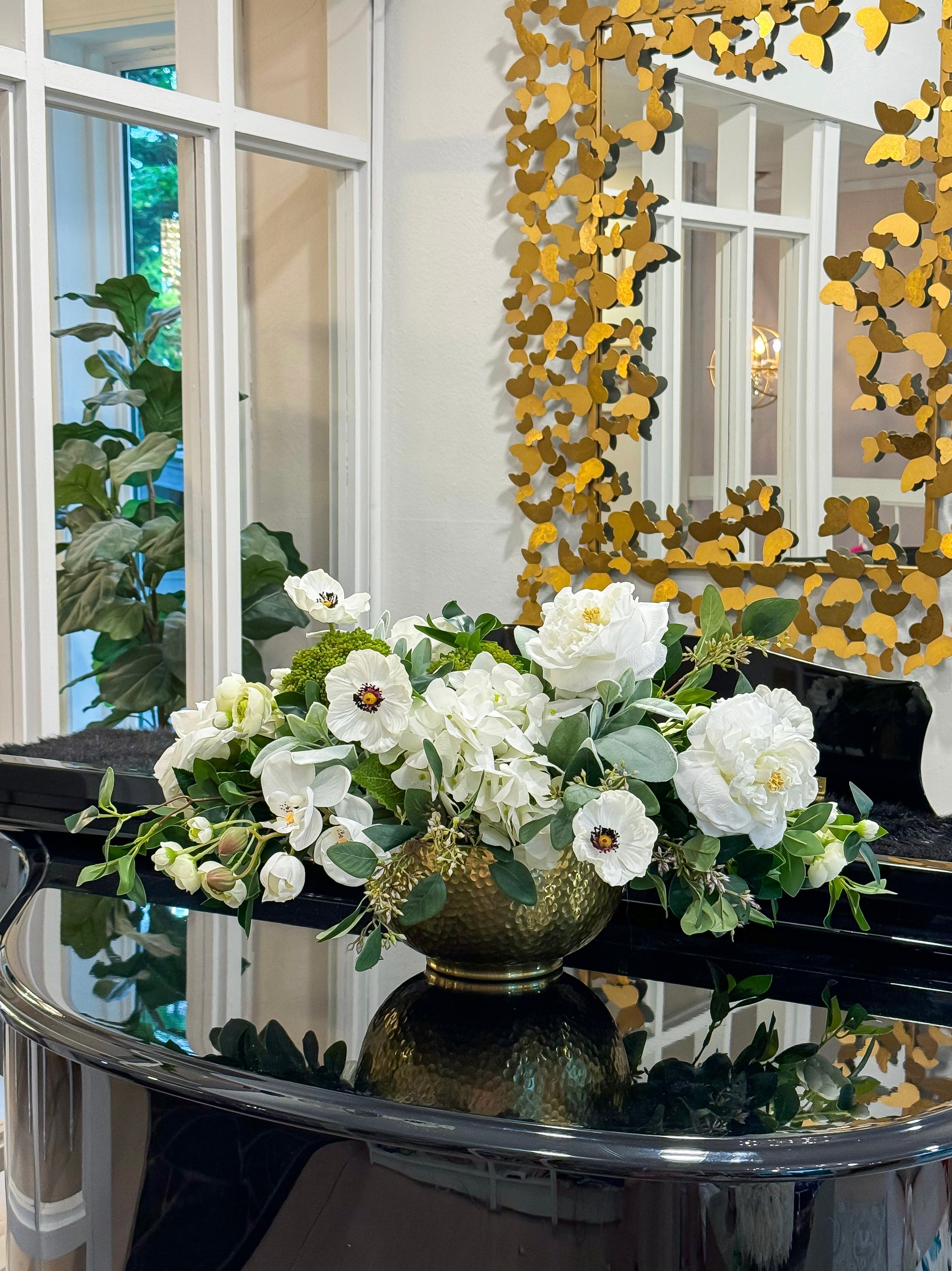 White French Style Real Touch Gold Vase Arrangement - Flovery