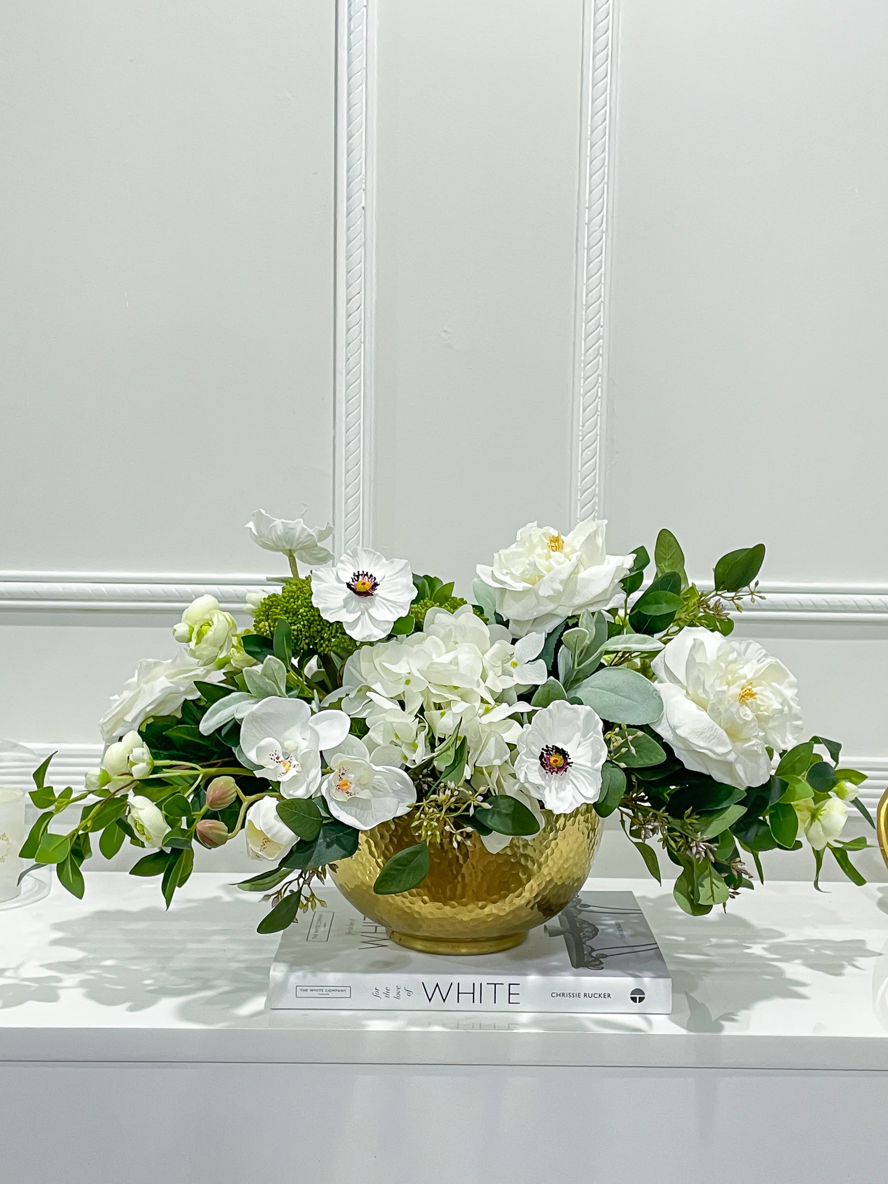 White French Style Real Touch Gold Vase Arrangement - Flovery