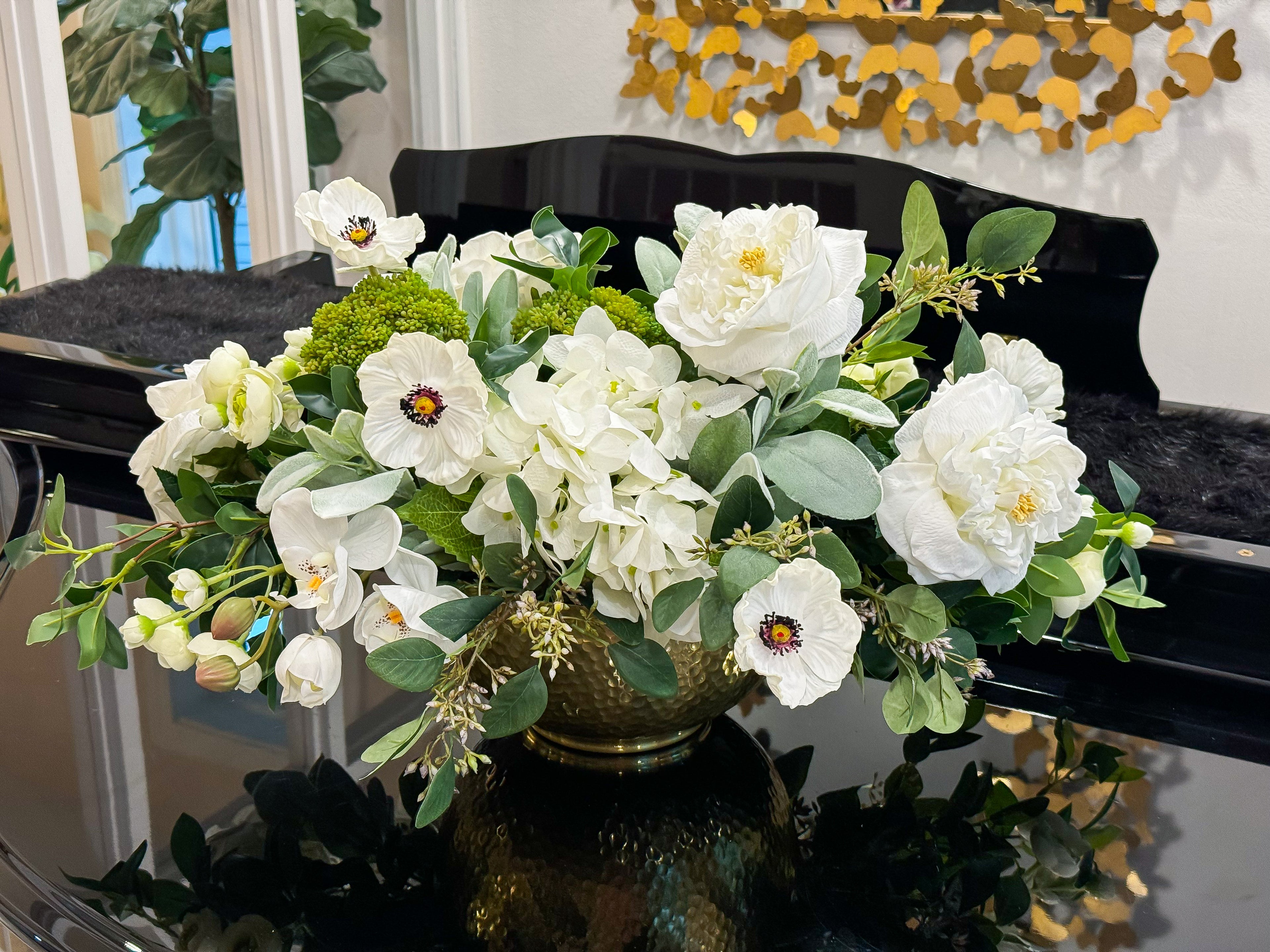 White French Style Real Touch Gold Vase Arrangement - Flovery