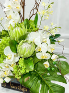 XXLarge Green/White Luxurious Real Touch Flower Arrangement-French Flowers Arrangement-Home Decor/Hotel/Building Decor Flowers - Flovery