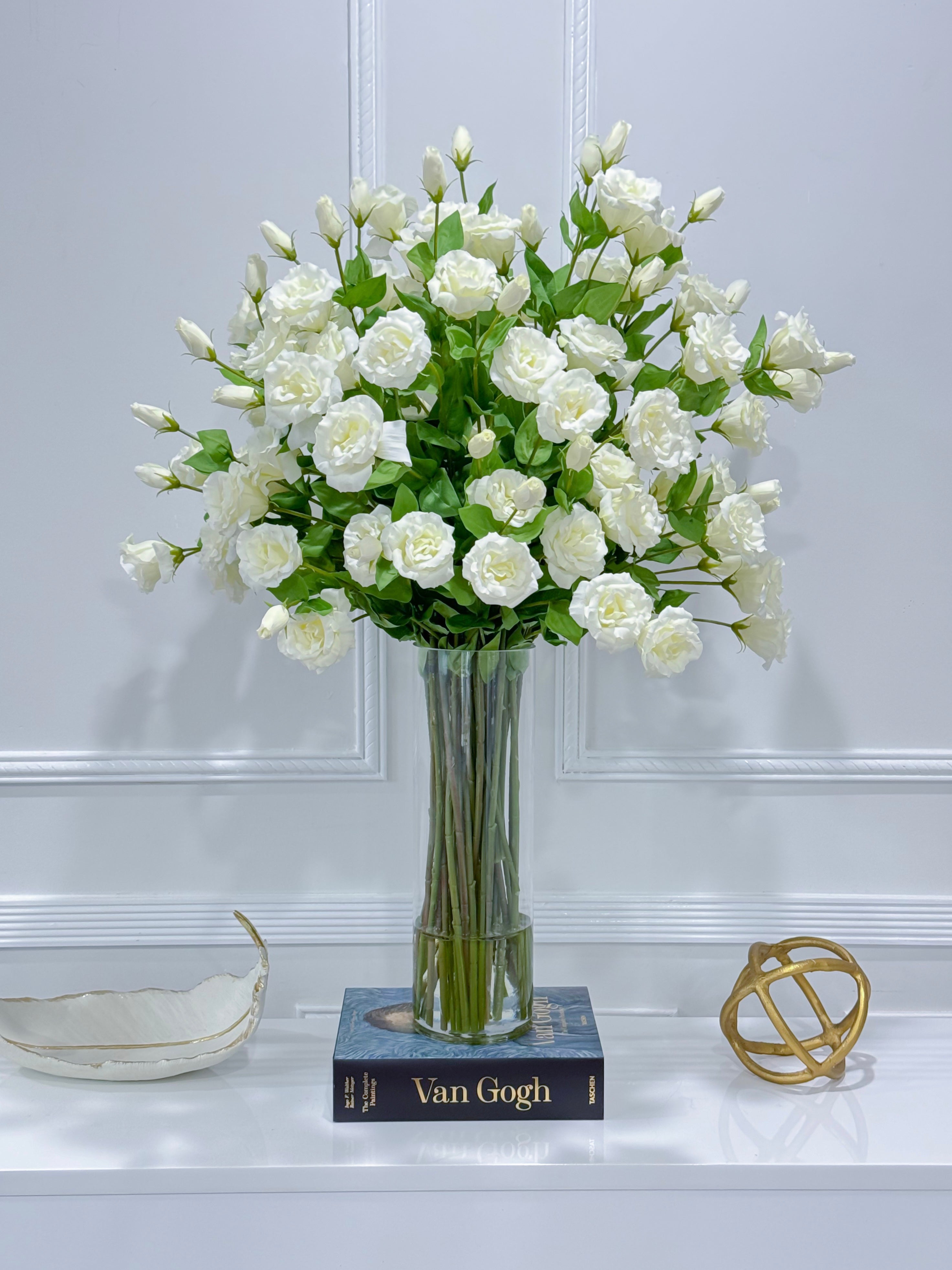 35" Tall Exclusive Large French Real Touch White Lisianthus Centerpiece- XXLarge Flower Arrangement for Foyer Table Secondary image