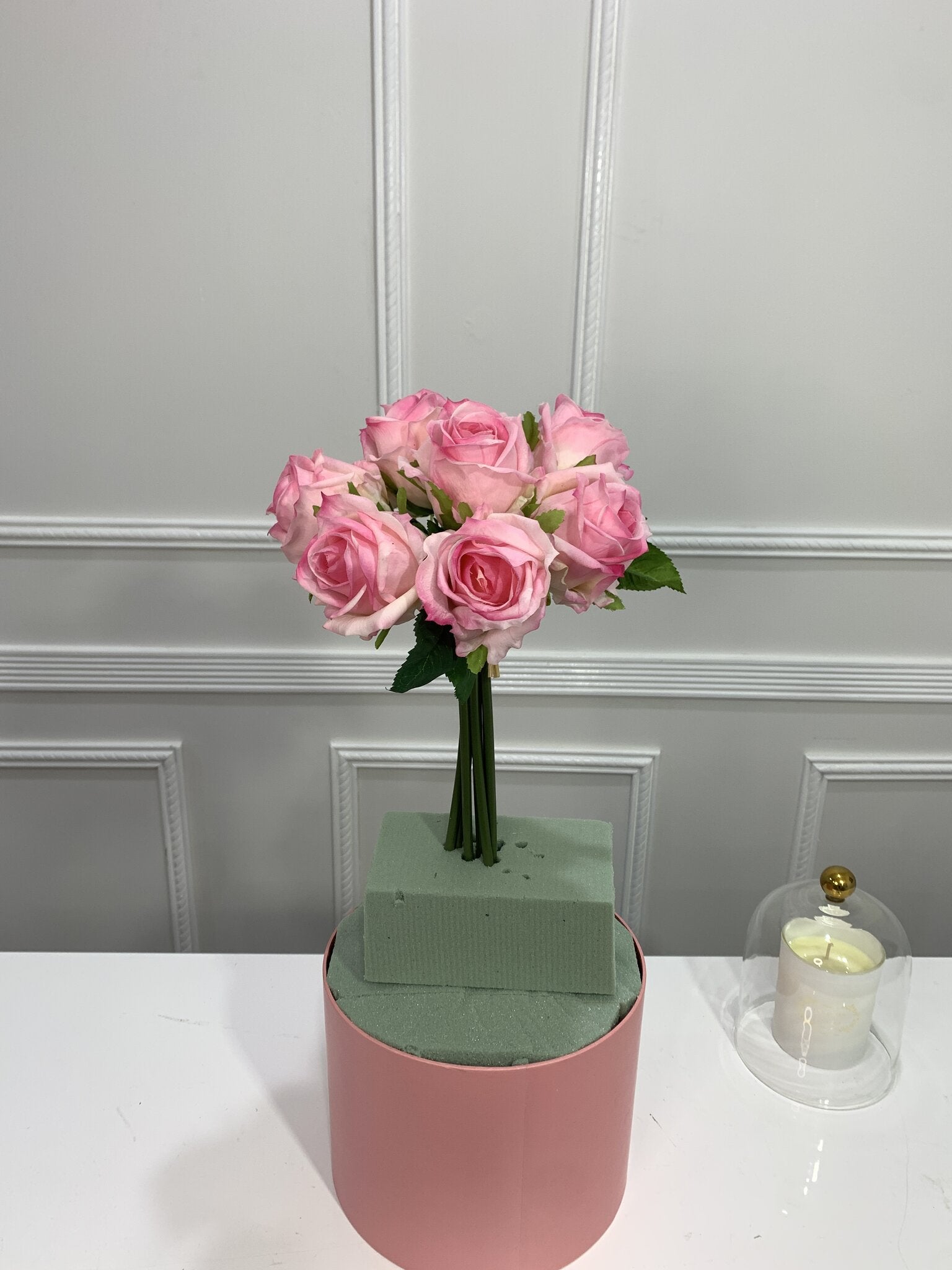 7-Stem Real Touch Garden Rose Bouquet - Blush Pink