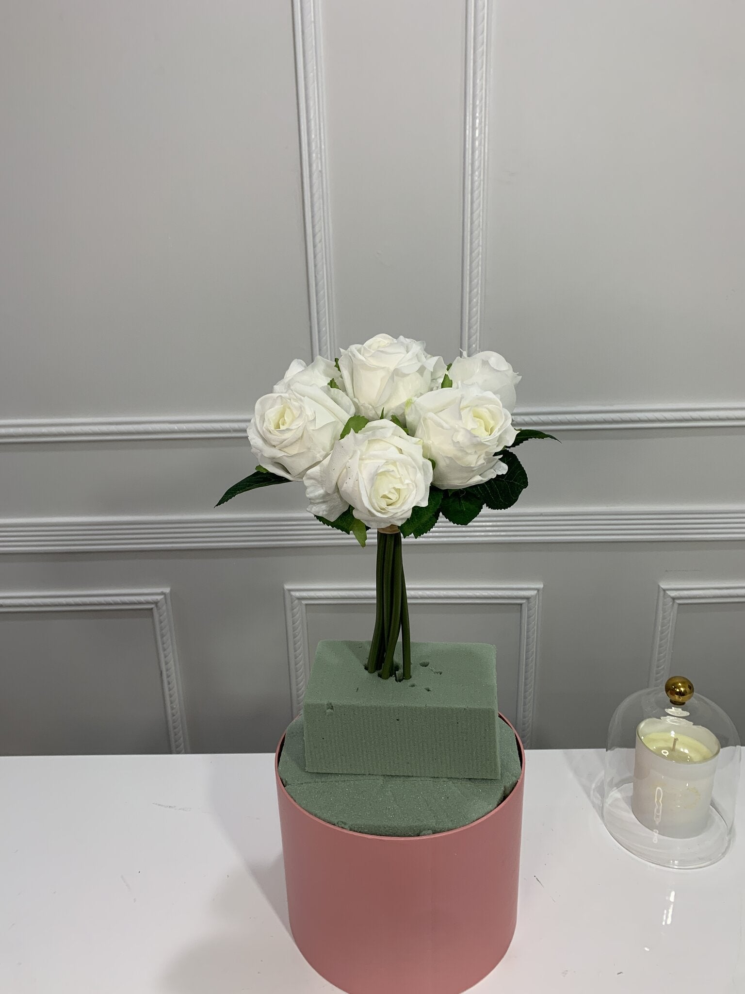 7-Stem Real Touch Garden Rose Bouquet - White