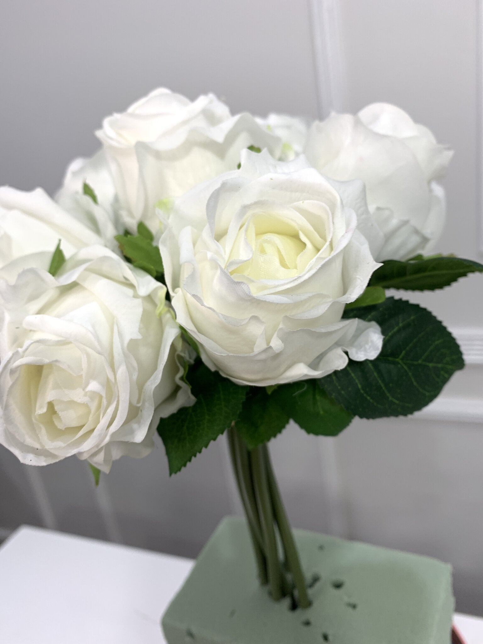 7-Stem Real Touch Garden Rose Bouquet - White