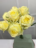 7-Stem Real Touch Garden Rose Bouquet - Soft Yellow