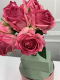 7-Stem Real Touch Garden Rose Bouquet - Cerise Pink