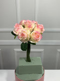 9-Stem Real Touch Garden Rose Bouquet - Blush Bicolor
