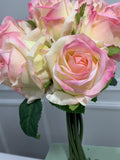 7-Stem Real Touch Garden Rose Bouquet - Blush Bicolor