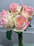7-Stem Real Touch Garden Rose Bouquet - Blush Bicolor