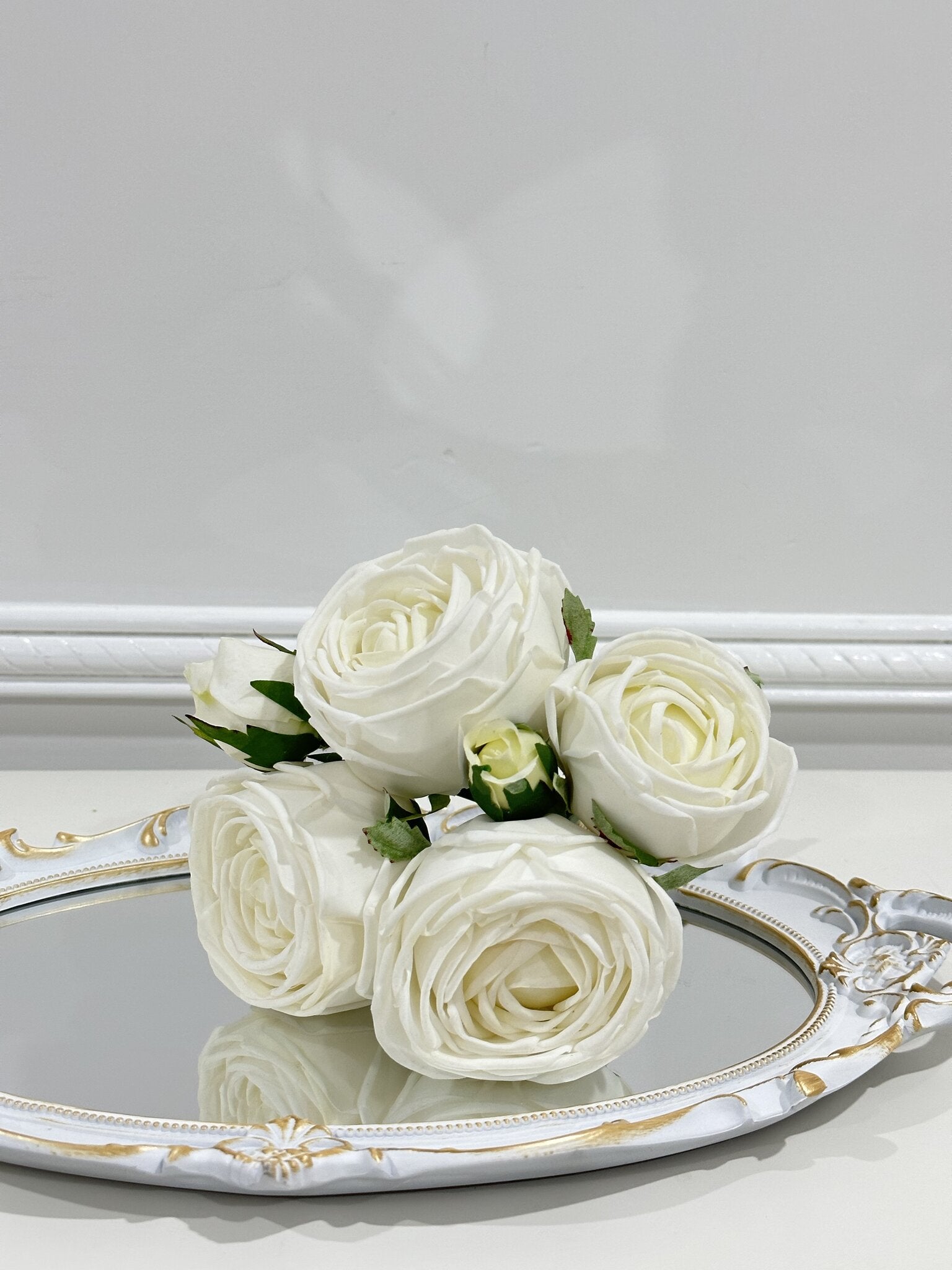 5-Stem Real Touch Garden Rose Bouquet - White