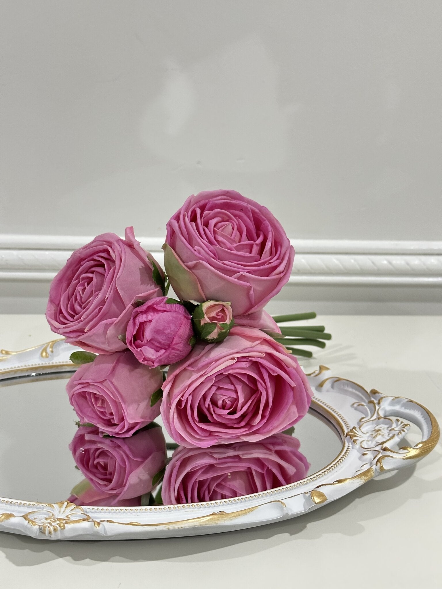 6 Stem Real Touch Cabbage Rose Bouquet Secondary image