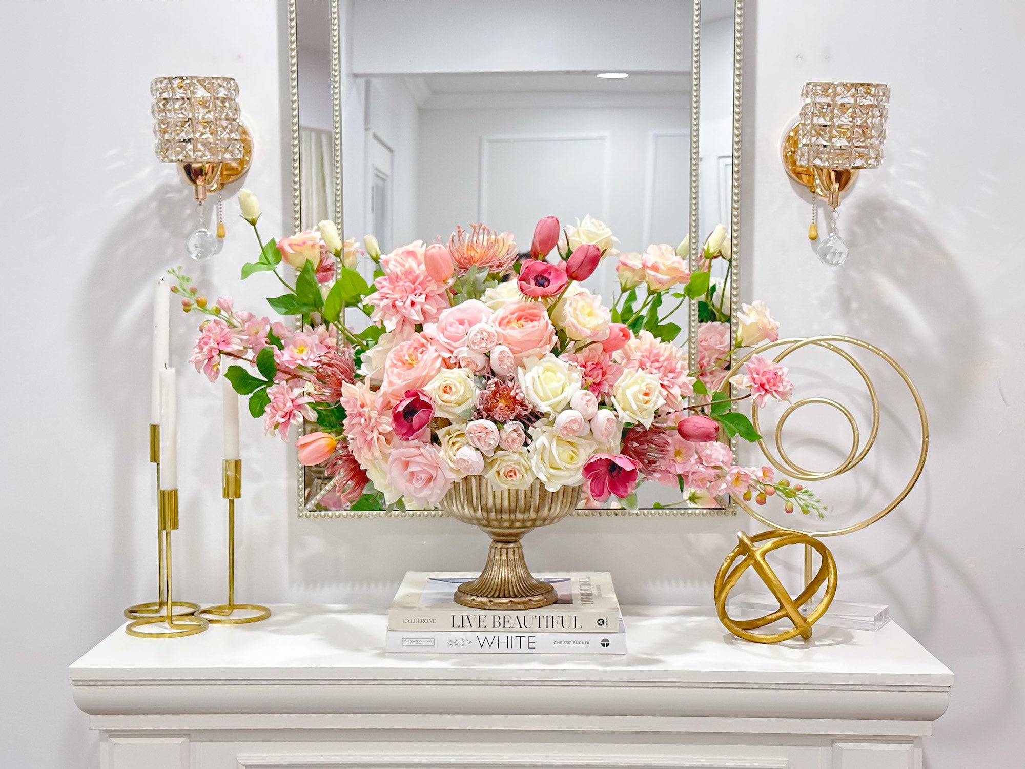 Xx-Large French Country Pink Real Touch Flower Arrangement - Flovery