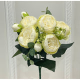 21.5-in Silk Peony Stem Bundle - Green/White