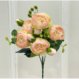 21.5-in Silk Peony Stem Bundle - Yellow