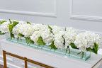 French Artificial Hydrangeas Centerpiece In Long Glass Vase - Flovery