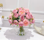 Large Real Touch Rose Silk Peony Arrangement - Flovery