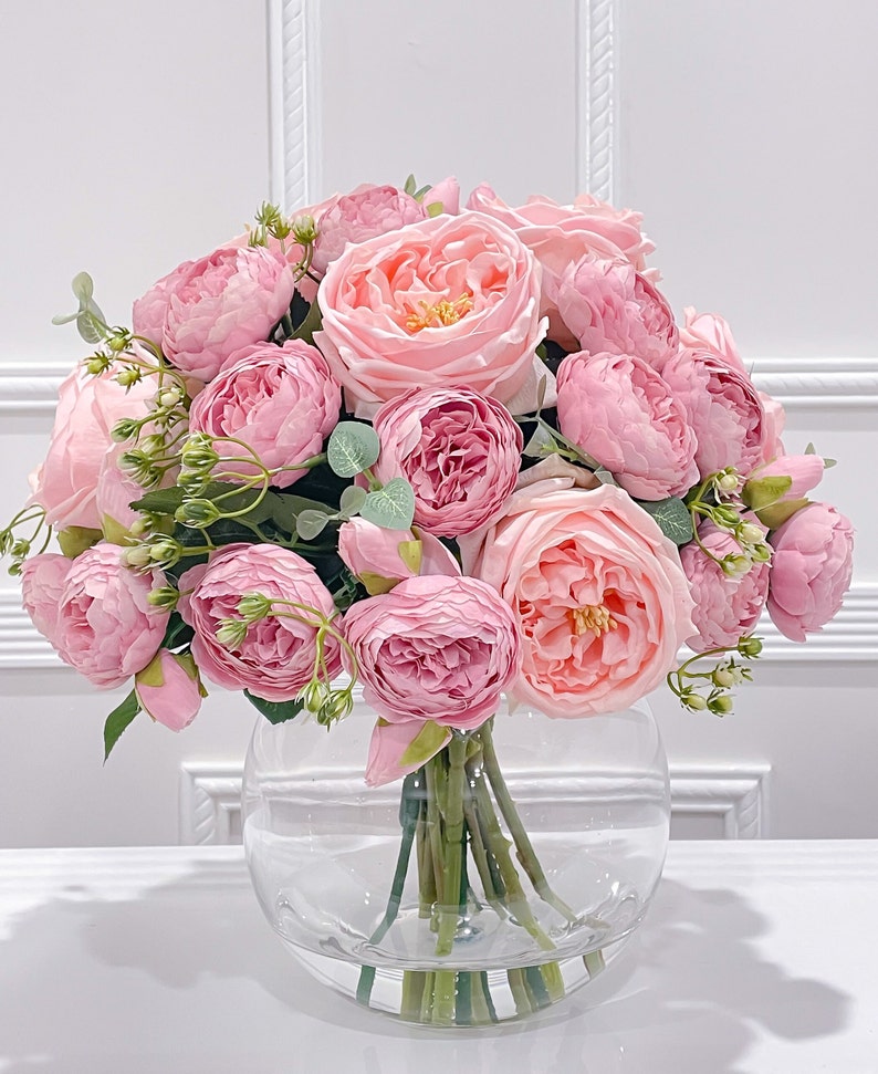 Large Real Touch Rose Silk Peony Arrangement - Flovery