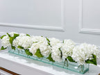 French Artificial Hydrangeas Centerpiece In Long Glass Vase - Flovery