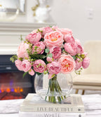 Large Real Touch Rose Silk Peony Arrangement - Flovery