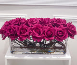 Modern Long Fuchsia Pink Real Touch Roses Arrangement