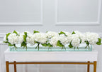 French Artificial Hydrangeas Centerpiece In Long Glass Vase - Flovery
