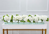 French Artificial Hydrangeas Centerpiece In Long Glass Vase