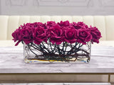 Modern Long Fuchsia Pink Real Touch Roses Arrangement