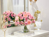 X-Large Sweet Pink Peony Centerpiece, French Rose/Real Touch Austin Rose Arrangement, Faux Centerpiece