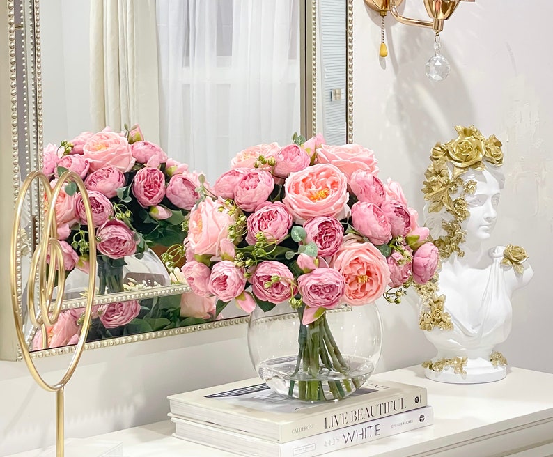 Large Real Touch Rose Silk Peony Arrangement - Flovery Main image