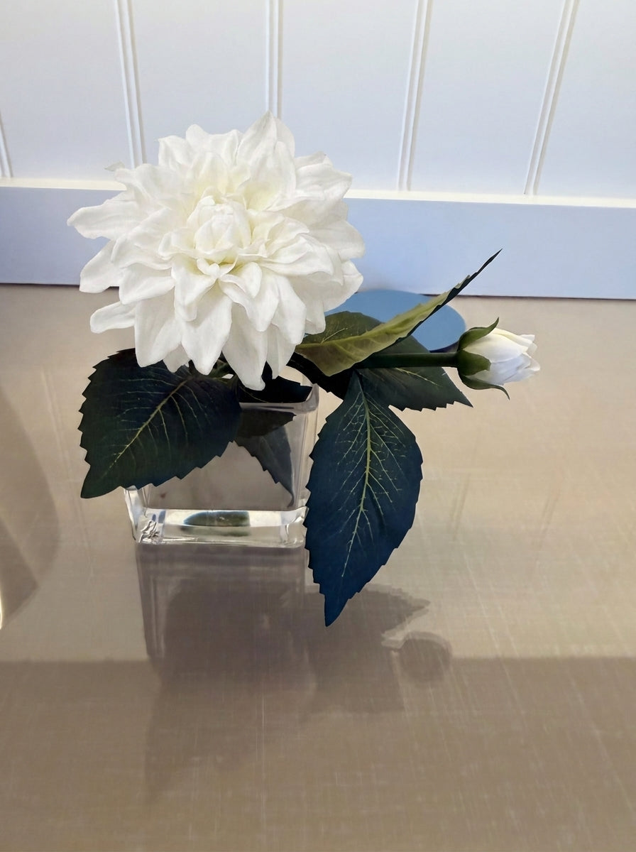 Real Touch Dahlia Arrangement, White