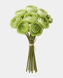 7 Silk Small Ranunculus Bouquet - Dark Green