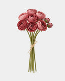 7 Silk Small Ranunculus Bouquet - Dark Pink